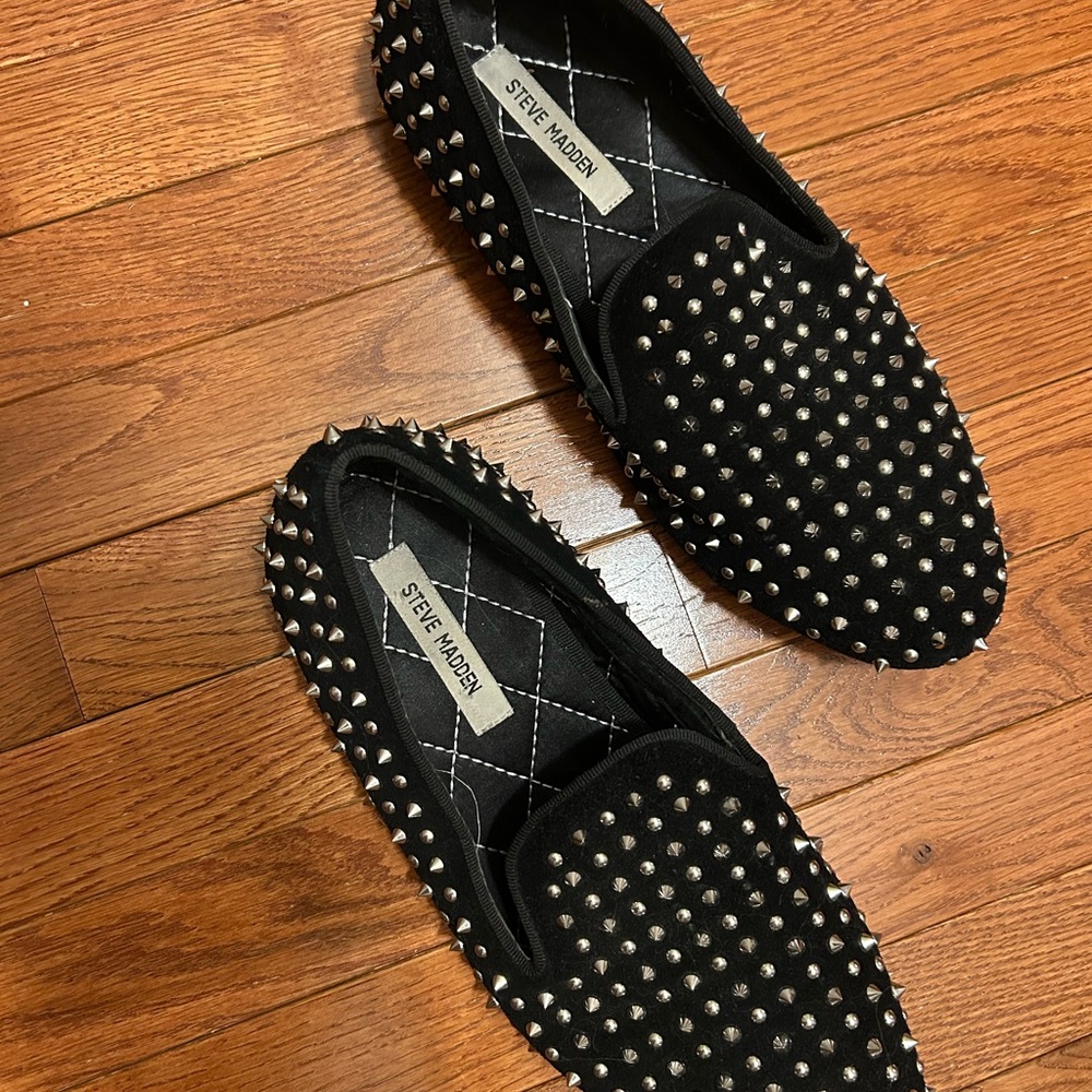 Steve Madden Black Men's Loafers with Silver Studs